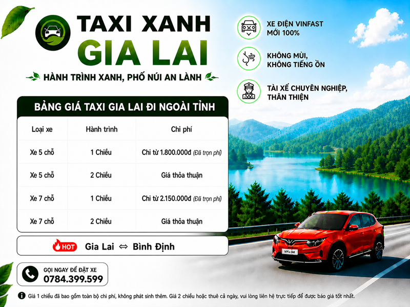 Bảng giá taxi Gia Lai ⇔ Bình Định