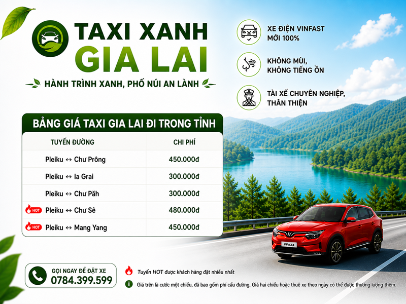 Bảng giá taxi Gia Lai trong tỉnh dưới 500.000đ