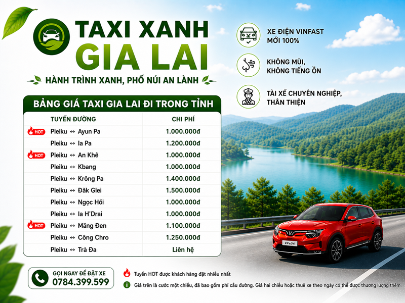 bảng giá taxi Gia Lai